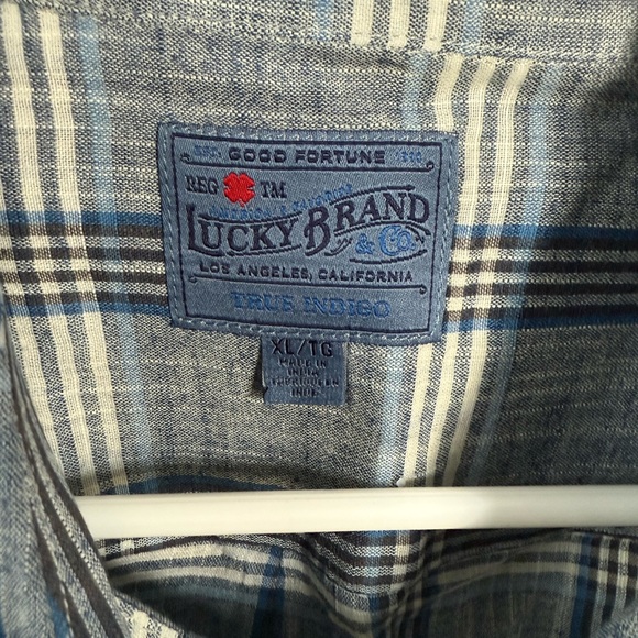 Lucky Brand Men's Long Sleeve Blue Plaid Shirt size XL - Picture 3 of 3